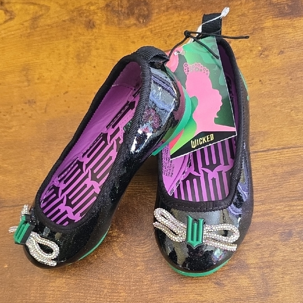 Wicked Black and Green Kids Dress Shoes